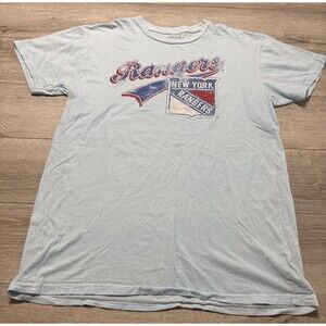 The Original Retro Brand New York Rangers NHL Baby Blue T Shirt Large Logo